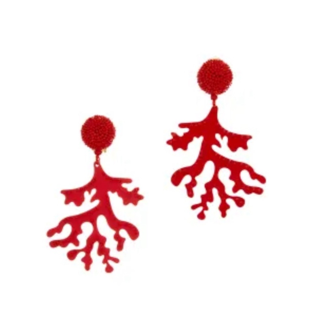 Oscar de la Renta Red Coral Earrings